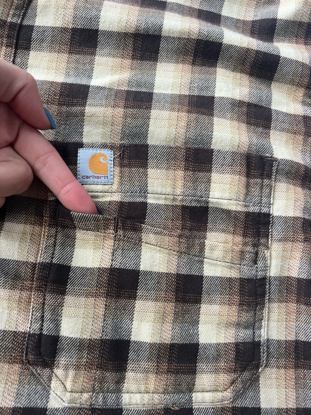 Carhartt Men’s Rugged Flex Relaxed Fit Flannel Button Up Plaid | Brown | Size M - Picture 13 of 14